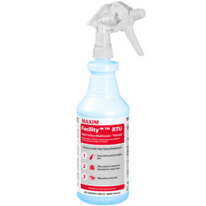 Maxim Facility+ RTU disinfectant spray bottle.