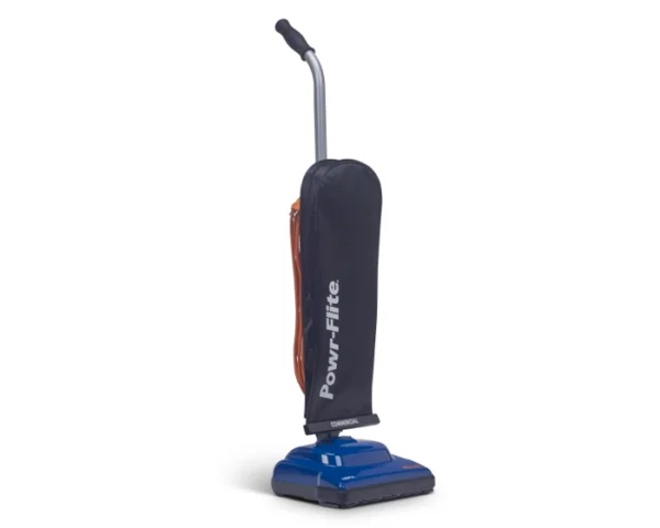 Blue Power-Flite commercial upright vacuum.