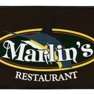 Marlin's Restaurant logo on mat.