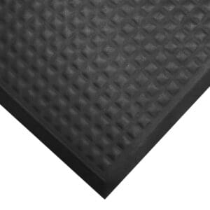 Black anti-fatigue mat with textured surface.